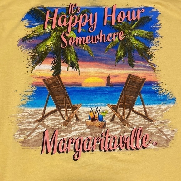 Las Vegas Margaritaville “It’s Happy Hour Somewhere”Yellow Tshirt Woman’s Size L - Picture 5 of 10